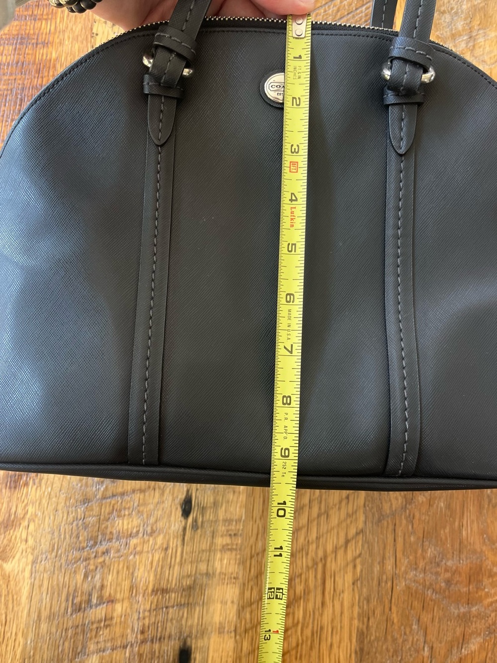Coach Black Leather Dome Satchel Large Structured Tote Bag - Picture 10 of 13